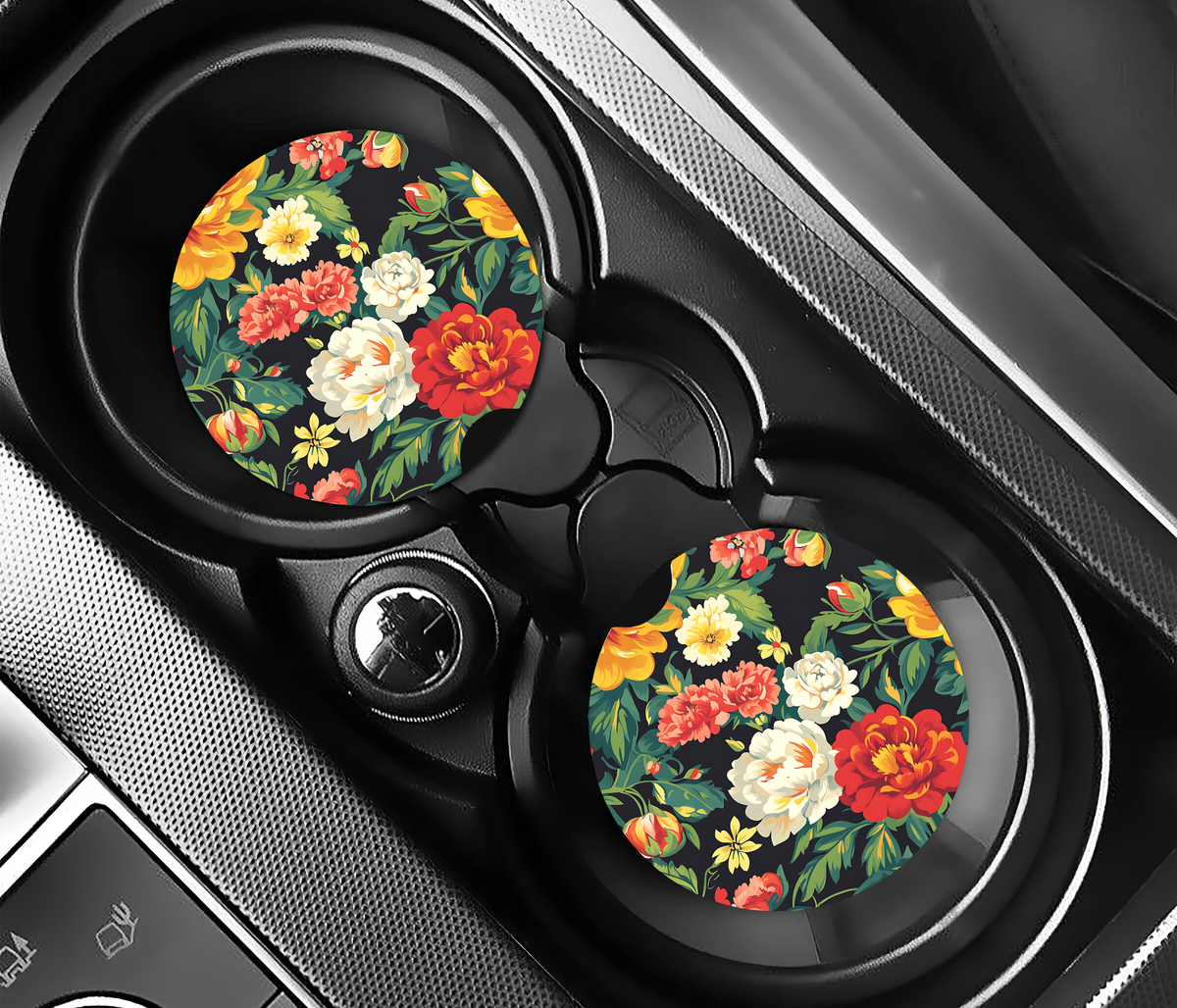 Elegant Blomsterprakt (2-pack) Bilunderlägg för mugghållare