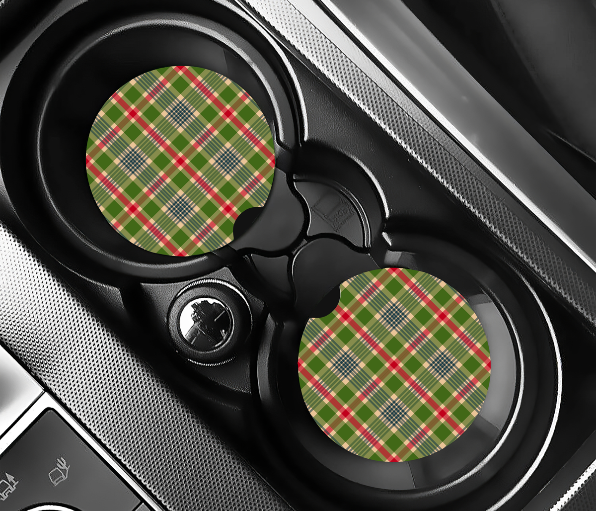 Holiday Plaid Style ( (2-pack) Bilunderlägg för mugghållare