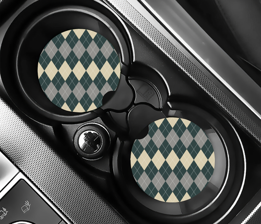 Preppy Green Diamond Style ( (2-pack) Bilunderlägg för mugghållare
