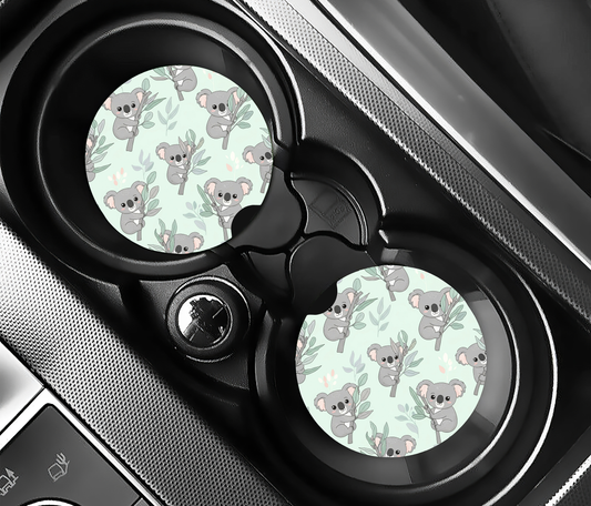 Kawaii Koala och Eukalyptus ( (2-pack) Bilunderlägg för mugghållare