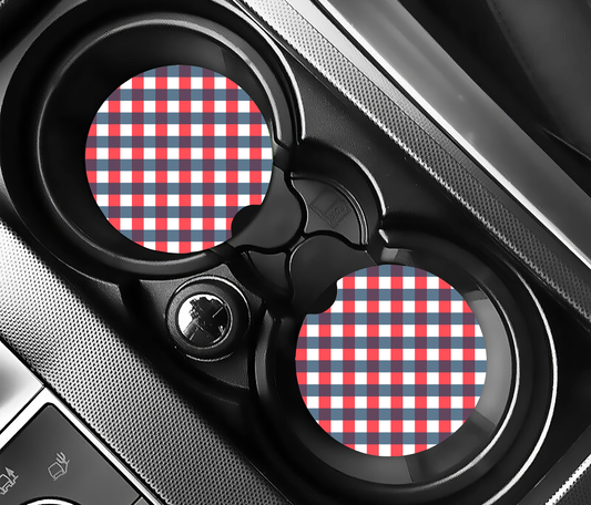 Country Gingham Check ( (2-pack) Bilunderlägg för mugghållare
