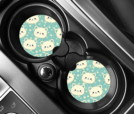 Starry Night Cute Animals ( (2-pack) Bilunderlägg för mugghållare