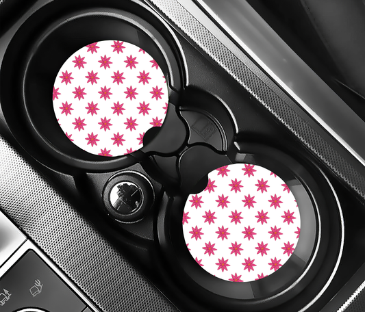 Pink Star Floral (2-pack) Bilunderlägg för mugghållare