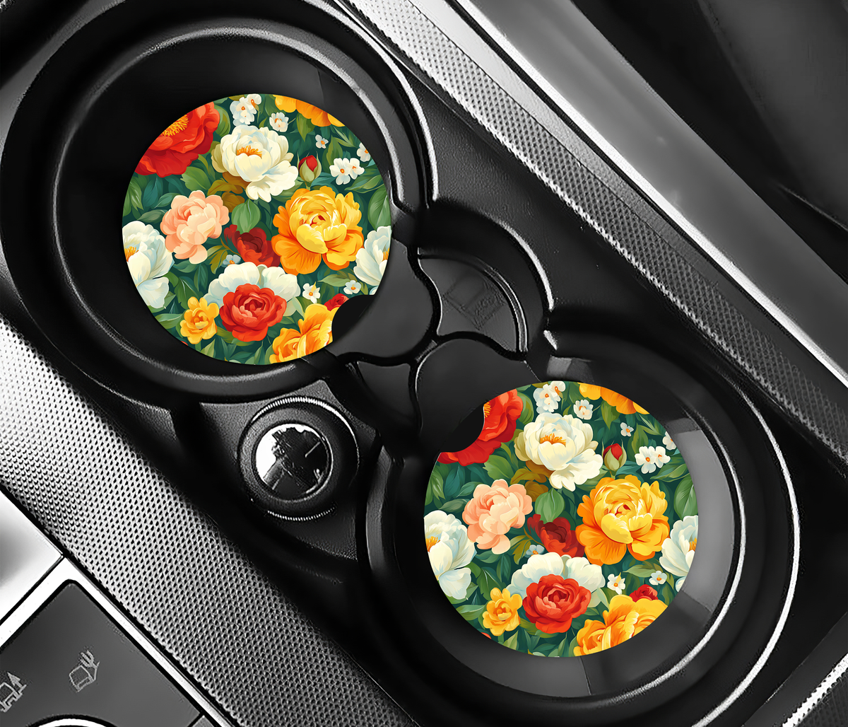 Elegant Pastellflora (2-pack) Bilunderlägg för mugghållare