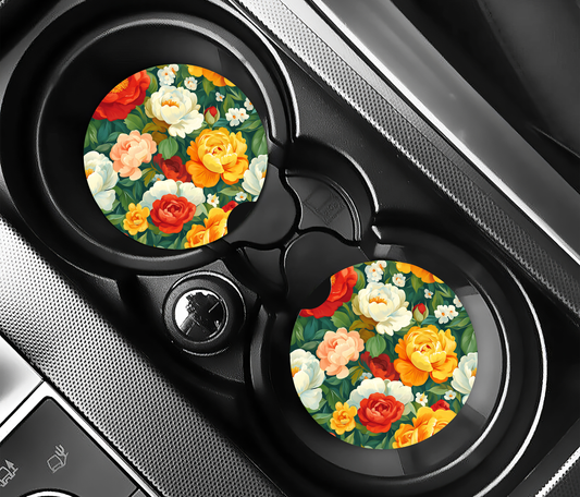 Elegant Pastellflora (2-pack) Bilunderlägg för mugghållare