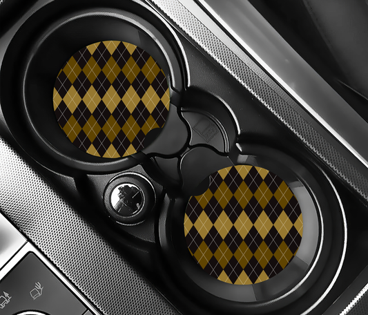 Preppy Gold and Black Diamond Style ( (2-pack) Bilunderlägg för mugghållare
