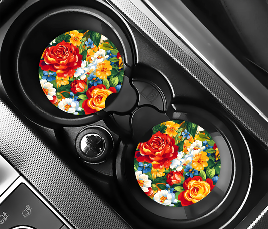 Sommarblommor (2-pack) Bilunderlägg för mugghållare
