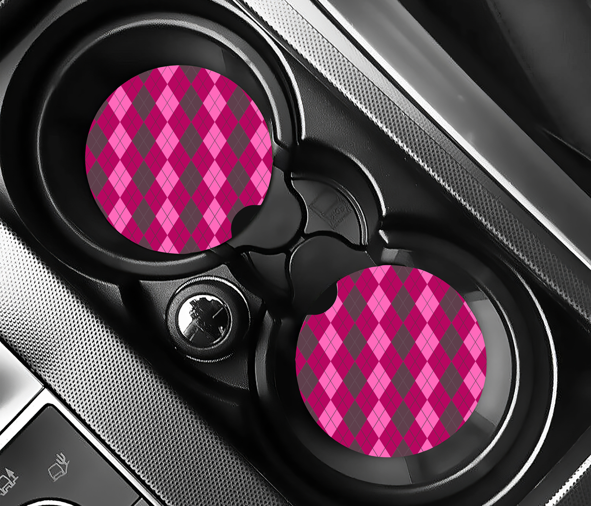 Preppy Pink Diamond Style ( (2-pack) Bilunderlägg för mugghållare