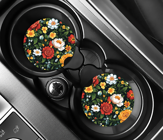 Blommande Äng (2-pack) Bilunderlägg för mugghållare