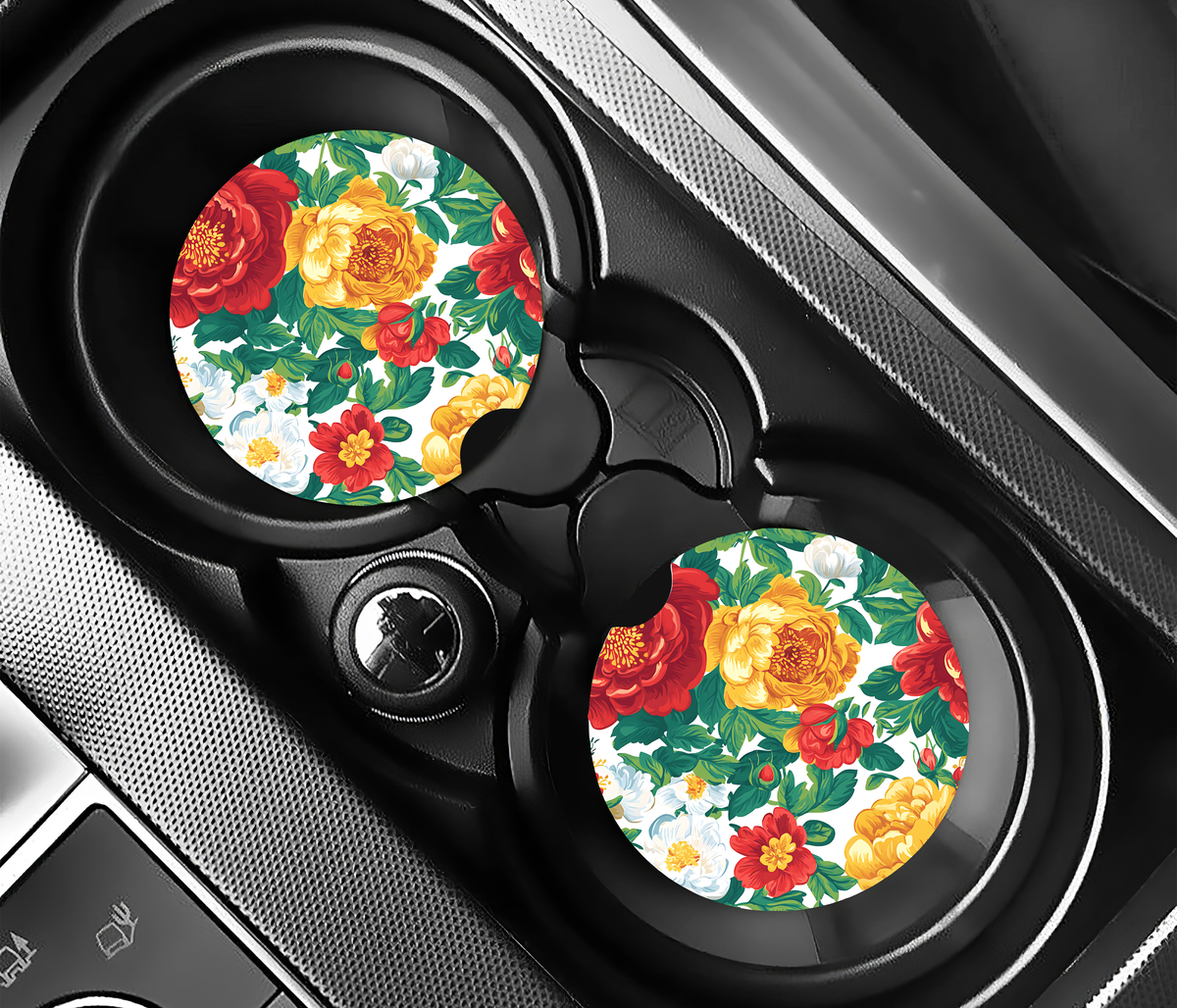 Bright Floral (2-pack) Bilunderlägg för mugghållare