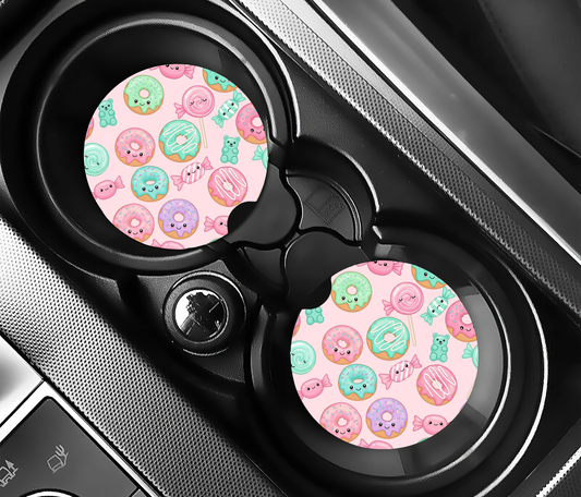 Kawaii Sweets & Donuts ( (2-pack) Bilunderlägg för mugghållare