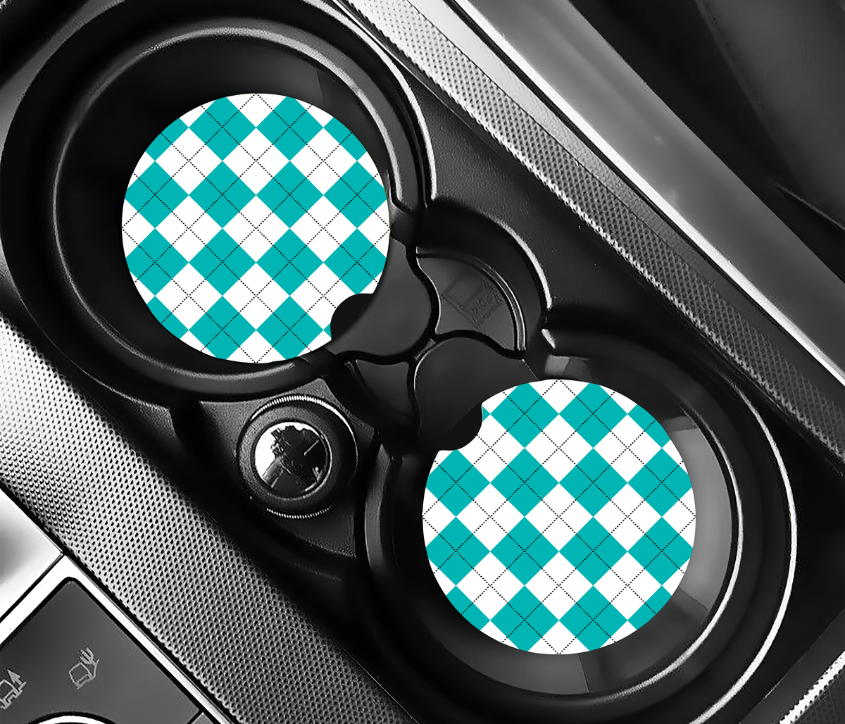 Mint Checkered Style ( (2-pack) Bilunderlägg för mugghållare