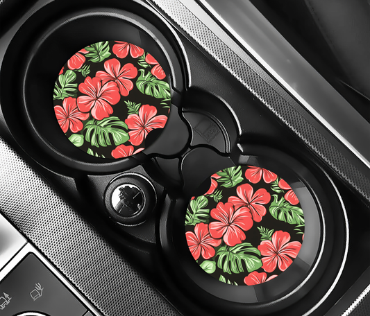 Tropisk Hibiskus (2-pack) Bilunderlägg för mugghållare