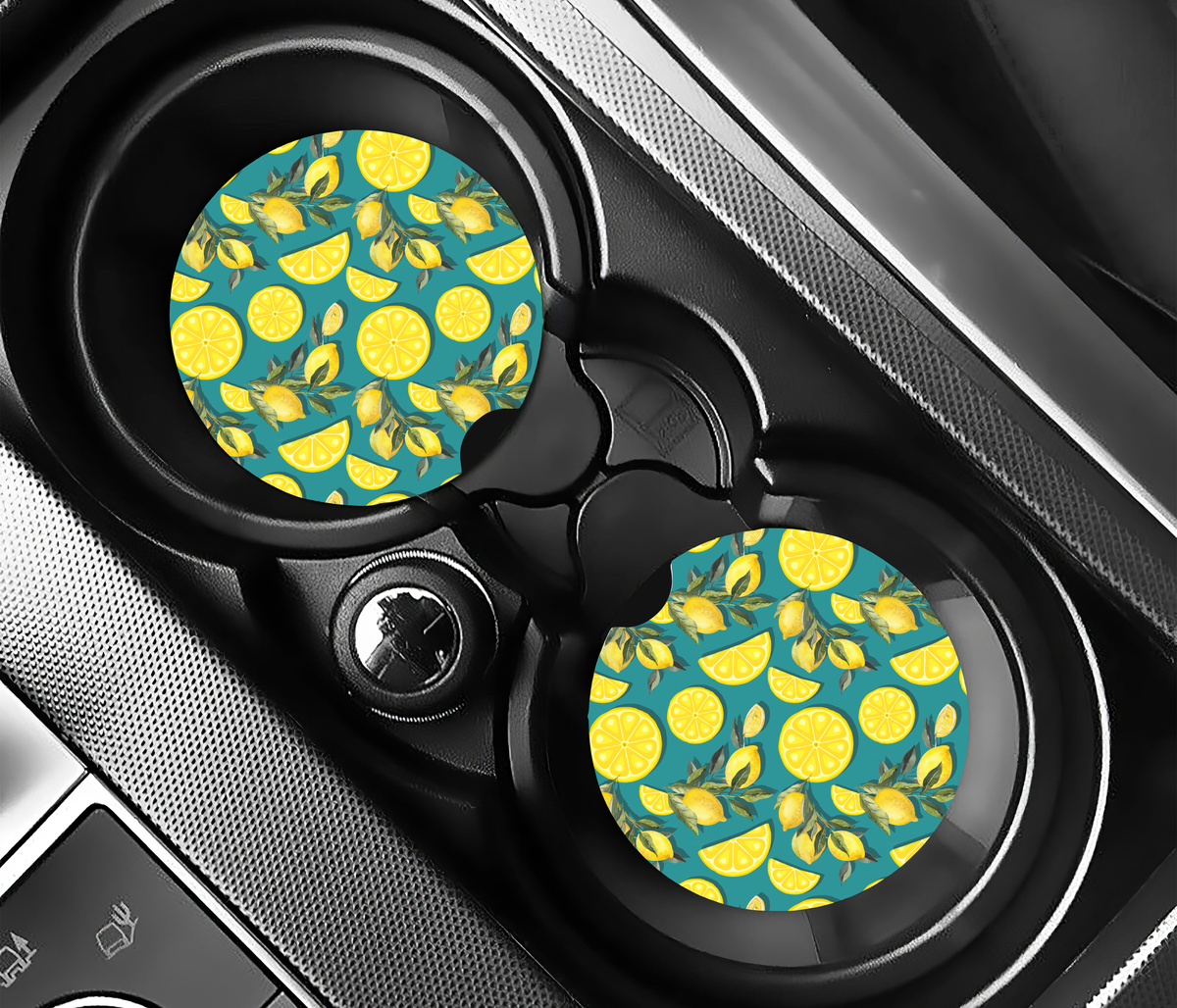 Friska Citroner  (2-pack) Bilunderlägg för mugghållare