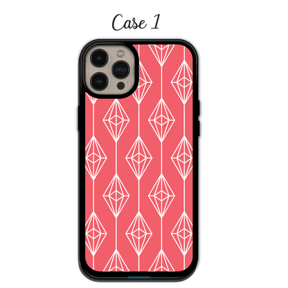 Modern Coral & Grey Geometric - iPhone,Samsung,Huawei,Google Pixel, Xiaomi