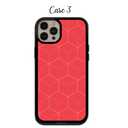 Modern Coral & Grey Geometric - iPhone,Samsung,Huawei,Google Pixel, Xiaomi