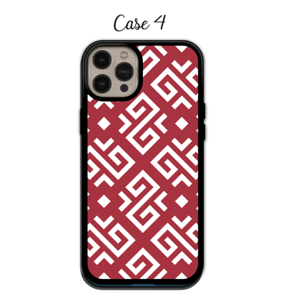 Modern Coral & Grey Geometric - iPhone,Samsung,Huawei,Google Pixel, Xiaomi