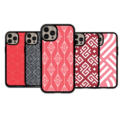 Modern Coral & Grey Geometric - iPhone,Samsung,Huawei,Google Pixel, Xiaomi